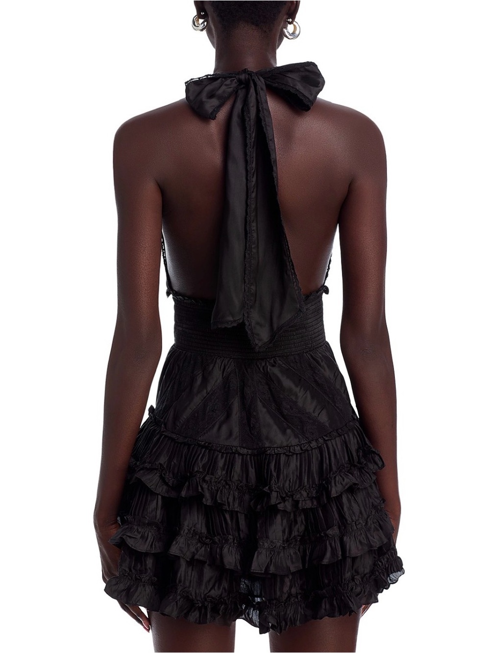 LoveShackFancy Black Halter Ruffle Mini Dress - Picture 3 of 4